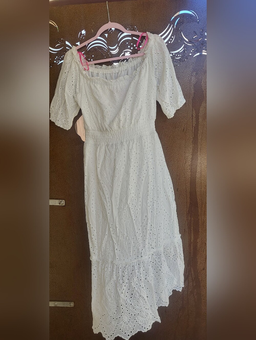 Betsey Johnson White Eyelet Off-Shoulder Maxi Dress XL